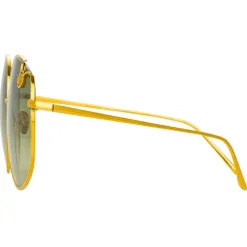 Linda Farrow - Marisa Oversized Sunglasses in Yellow Gold Green - LFL1056C2SUN - Linda Farrow Eyewear - Avvenice