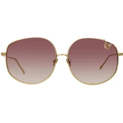 Linda Farrow - Marisa Oversized Sunglasses in Light Gold Burgundy - LFL1056C3SUN - Linda Farrow Eyewear - Avvenice