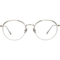 Linda Farrow - Marlon Oval Optical Glasses in White Gold - LFL1076C6OPT - Linda Farrow Eyewear - Avvenice