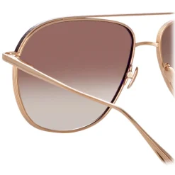 Linda Farrow - Matis Aviator Sunglasses in Rose Gold - LFL1279C3SUN - Linda Farrow Eyewear - Avvenice