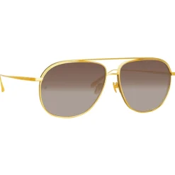 Linda Farrow - Matis Aviator Sunglasses in Yellow Gold - LFL1279C2SUN - Linda Farrow Eyewear - Avvenice