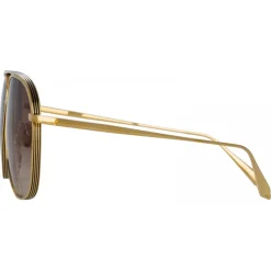Linda Farrow - Matis Aviator Sunglasses in Yellow Gold - LFL1279C2SUN - Linda Farrow Eyewear - Avvenice