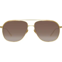 Linda Farrow - Matis Aviator Sunglasses in Yellow Gold - LFL1279C2SUN - Linda Farrow Eyewear - Avvenice
