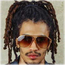 Linda Farrow - Matis Aviator Sunglasses in Yellow Gold - LFL1279C2SUN - Linda Farrow Eyewear - Avvenice