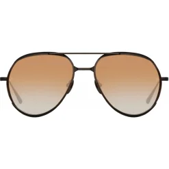 Linda Farrow - Matisse Aviator Sunglasses in Matt Nickel Camel - LFL1207C5SUN - Linda Farrow Eyewear - Avvenice