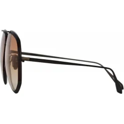Linda Farrow - Matisse Aviator Sunglasses in Matt Nickel Camel - LFL1207C5SUN - Linda Farrow Eyewear - Avvenice