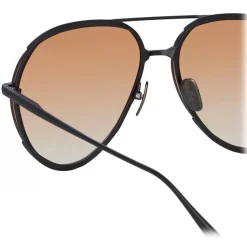 Linda Farrow - Matisse Aviator Sunglasses in Matt Nickel Camel - LFL1207C5SUN - Linda Farrow Eyewear - Avvenice