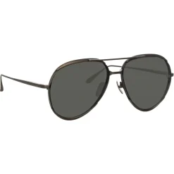 Linda Farrow - Matisse Aviator Sunglasses in Nickel - LFL1207C4SUN - Linda Farrow Eyewear - Avvenice