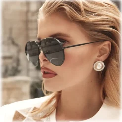 Linda Farrow - Matisse Aviator Sunglasses in Nickel - LFL1207C4SUN - Linda Farrow Eyewear - Avvenice