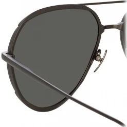 Linda Farrow - Matisse Aviator Sunglasses in Nickel (Men’s) - LFL1207C4SUN - Linda Farrow Eyewear - Avvenice