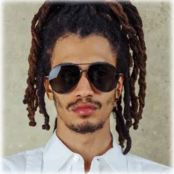 Linda Farrow - Matisse Aviator Sunglasses in Nickel (Men’s) - LFL1207C4SUN - Linda Farrow Eyewear - Avvenice