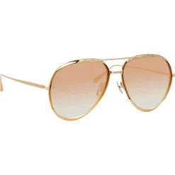 Linda Farrow - Matisse Aviator Sunglasses in Light Gold - LFL1207C3SUN - Linda Farrow Eyewear - Avvenice