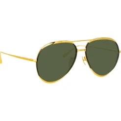 Linda Farrow - Matisse Aviator Sunglasses in Yellow Gold - LFL1207C1SUN - Linda Farrow Eyewear - Avvenice