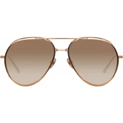 Linda Farrow - Matisse Aviator Sunglasses in Rose Gold - LFL1207C2SUN - Linda Farrow Eyewear - Avvenice