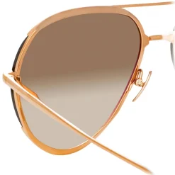 Linda Farrow - Matisse Aviator Sunglasses in Rose Gold - LFL1207C2SUN - Linda Farrow Eyewear - Avvenice