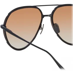 Linda Farrow - Matisse Aviator Sunglasses in Matt Nickel Camel (Men’s) - LFL1207C5SUN - Linda Farrow Eyewear - Avvenice