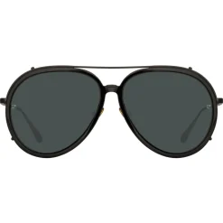 Linda Farrow - Maverick Aviator Sunglasses in Nickel - LFL1358C1SUN - Linda Farrow Eyewear - Avvenice