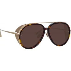 Linda Farrow - Maverick Aviator Sunglasses in Light Gold - LFL1358C2SUN - Linda Farrow Eyewear - Avvenice
