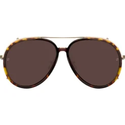 Linda Farrow - Maverick Aviator Sunglasses in Light Gold - LFL1358C2SUN - Linda Farrow Eyewear - Avvenice