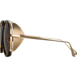 Linda Farrow - Maverick Aviator Sunglasses in Light Gold - LFL1358C2SUN - Linda Farrow Eyewear - Avvenice