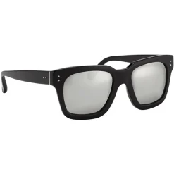 Linda Farrow - Max D-Frame Sunglasses in Black Silver - LFL71C50SUN - Linda Farrow Eyewear - Avvenice