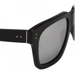Linda Farrow - Max D-Frame Sunglasses in Black Silver - LFL71C50SUN - Linda Farrow Eyewear - Avvenice