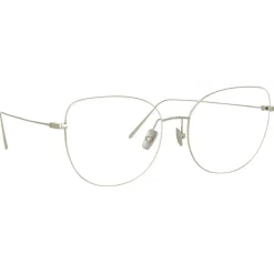 Linda Farrow - Maya Cat Eye Optical Glasses in White Gold - LF38C2OPT - Linda Farrow Eyewear - Avvenice