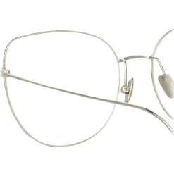 Linda Farrow - Maya Cat Eye Optical Glasses in White Gold - LF38C2OPT - Linda Farrow Eyewear - Avvenice