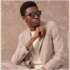 Linda Farrow - Men's Cassin D-Frame Sunglasses in Tortoiseshell - LFL1457C2SUN - Linda Farrow Eyewear - Avvenice