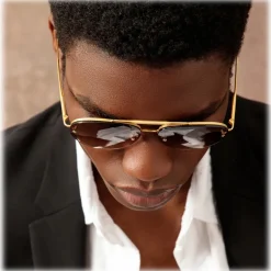 Linda Farrow - Men's Edano Aviator Sunglasses in Yellow Gold - LFL1444C1SUN - Linda Farrow Eyewear - Avvenice