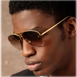 Linda Farrow - Men's Edano Aviator Sunglasses in Yellow Gold - LFL1444C1SUN - Linda Farrow Eyewear - Avvenice