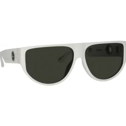 Linda Farrow - Men's Elodie Flat Top Sunglasses in White - LFL1302C4SUN - Linda Farrow Eyewear - Avvenice