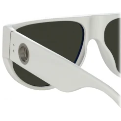 Linda Farrow - Men's Elodie Flat Top Sunglasses in White - LFL1302C4SUN - Linda Farrow Eyewear - Avvenice