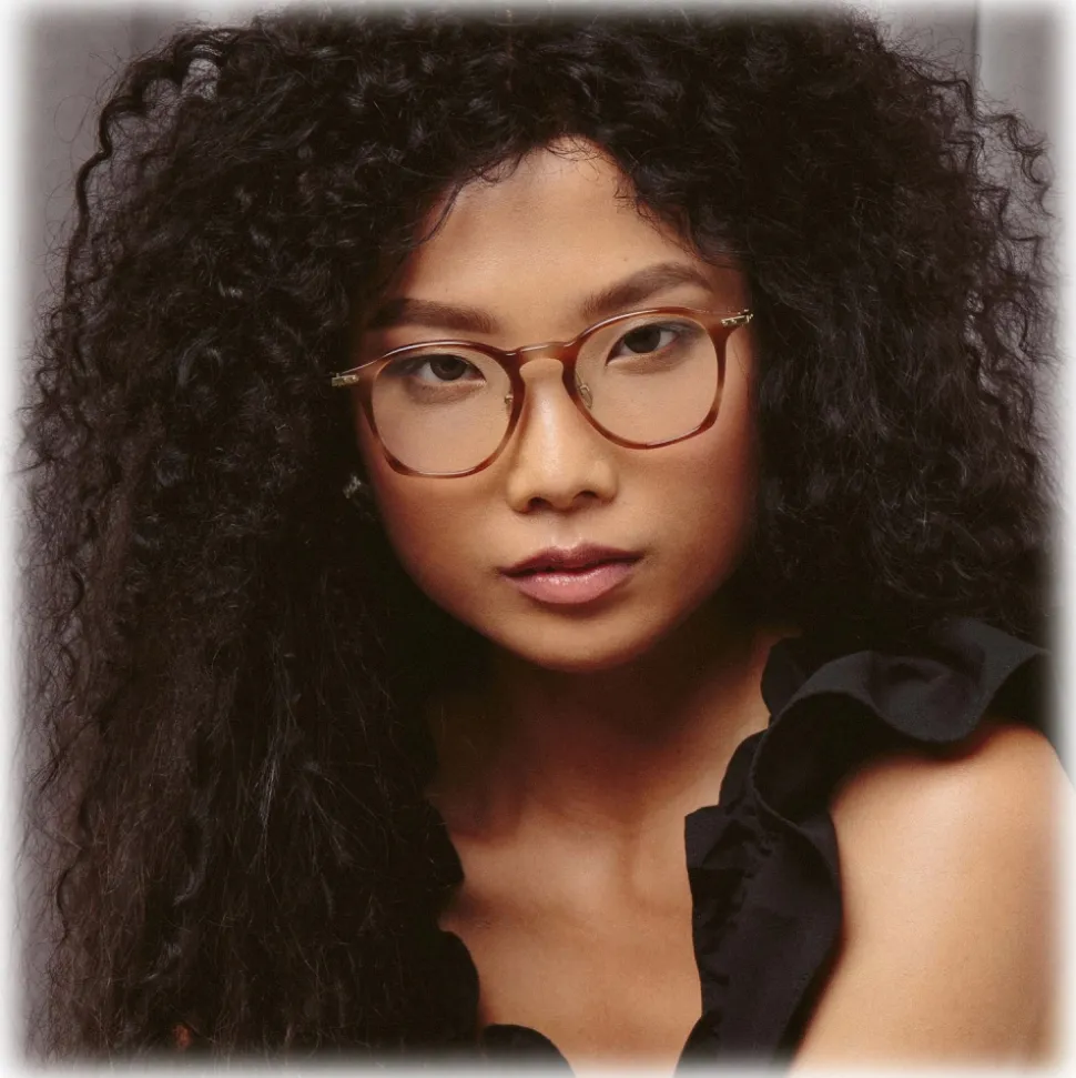 Linda Farrow - Mila Square Optical Glasses in Horn - Linda Farrow Eyewear - Avvenice