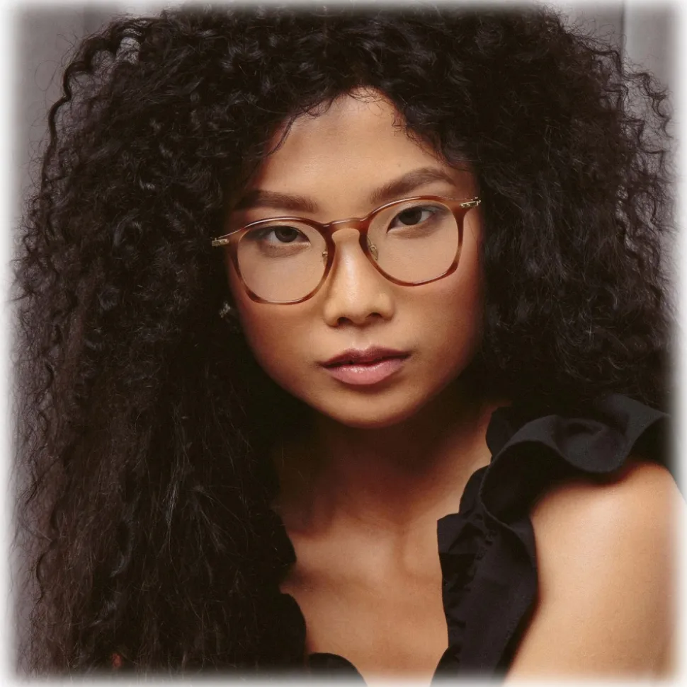 Linda Farrow - Mila Square Optical Glasses in Brown - LF52C4OPT - Linda Farrow Eyewear - Avvenice