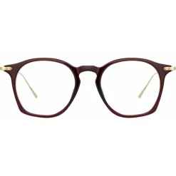 Linda Farrow - Mila Square Optical Glasses in Burgundy - LF52C5OPT - Linda Farrow Eyewear - Avvenice