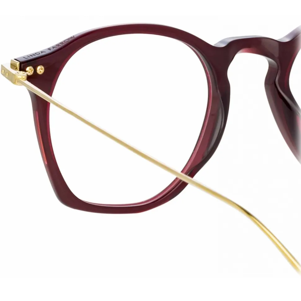 Linda Farrow - Mila Square Optical Glasses in Burgundy - LF52C5OPT - Linda Farrow Eyewear - Avvenice