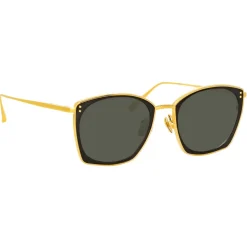 Linda Farrow - Milo Square Sunglasses in Yellow Gold - LFL1338C4SUN - Linda Farrow Eyewear - Avvenice
