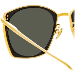Linda Farrow - Milo Square Sunglasses in Yellow Gold - LFL1338C4SUN - Linda Farrow Eyewear - Avvenice