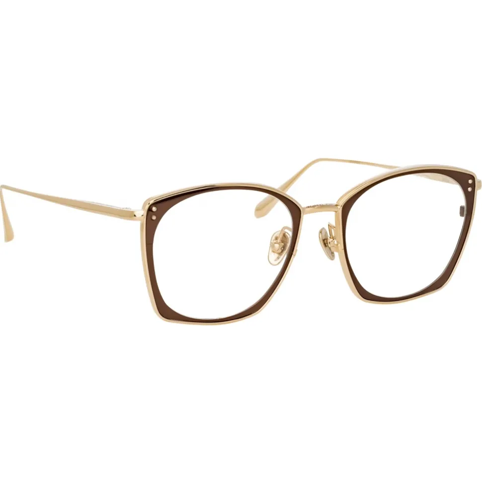 Linda Farrow - Milo Square Optical Glasses in Light Gold - LFL1338C2OPT - Linda Farrow Eyewear - Avvenice