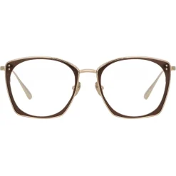 Linda Farrow - Milo Square Optical Glasses in Light Gold - LFL1338C2OPT - Linda Farrow Eyewear - Avvenice