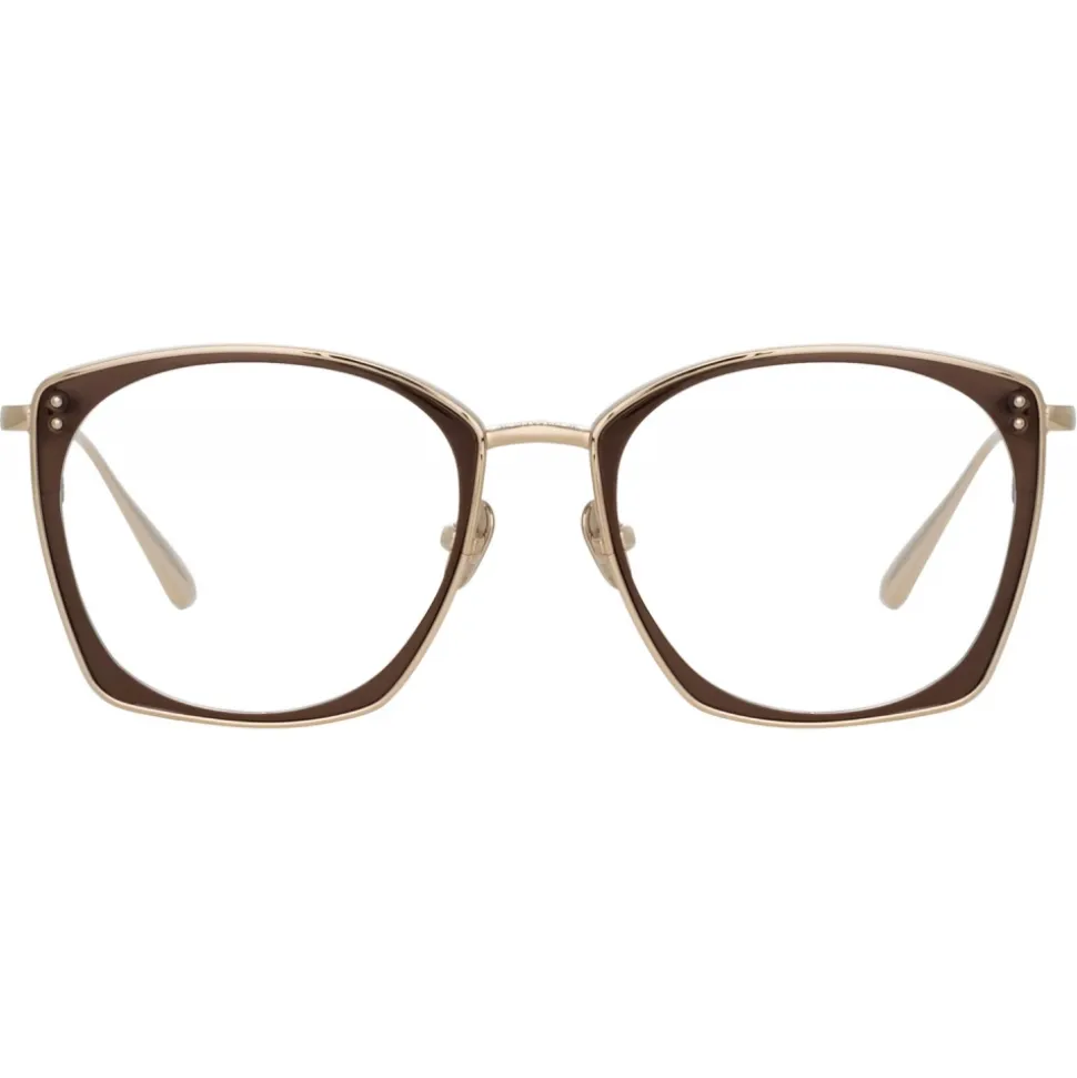 Linda Farrow - Milo Square Optical Glasses in Light Gold - LFL1338C2OPT - Linda Farrow Eyewear - Avvenice