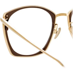 Linda Farrow - Milo Square Optical Glasses in Light Gold - LFL1338C2OPT - Linda Farrow Eyewear - Avvenice