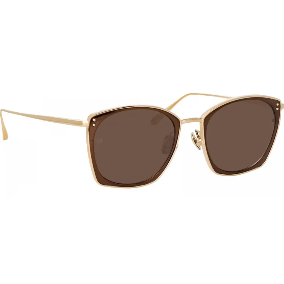 Linda Farrow - Milo Square Sunglasses in Light Gold - LFL1338C5SUN - Linda Farrow Eyewear - Avvenice