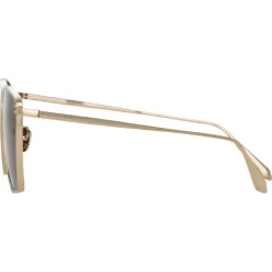 Linda Farrow - Milo Square Sunglasses in Light Gold - LFL1338C5SUN - Linda Farrow Eyewear - Avvenice