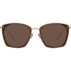 Linda Farrow - Milo Square Sunglasses in Light Gold - LFL1338C5SUN - Linda Farrow Eyewear - Avvenice