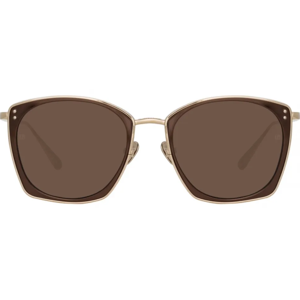 Linda Farrow - Milo Square Sunglasses in Light Gold - LFL1338C5SUN - Linda Farrow Eyewear - Avvenice