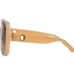 Linda Farrow - Mima Oversized Sunglasses in Peach - LFL1401C4SUN - Linda Farrow Eyewear - Avvenice