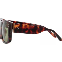Linda Farrow - Morrison Rectangular Sunglasses in Tortoiseshell Green - LFL1027C8SUN - Linda Farrow Eyewear - Avvenice