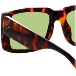 Linda Farrow - Morrison Rectangular Sunglasses in Tortoiseshell Green - LFL1027C8SUN - Linda Farrow Eyewear - Avvenice